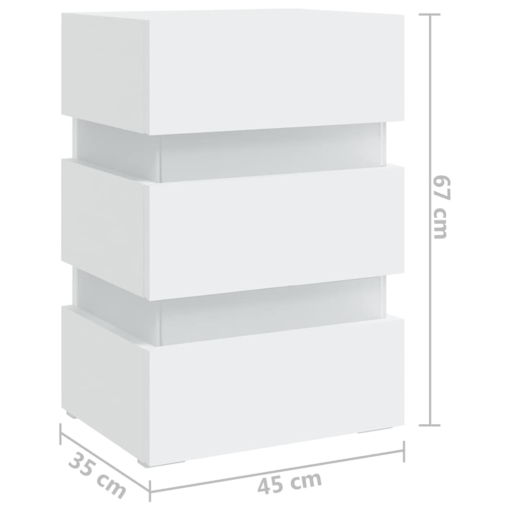 LED noćni ormarić bijeli 45 x 35 x 67 od konstruiranog drva