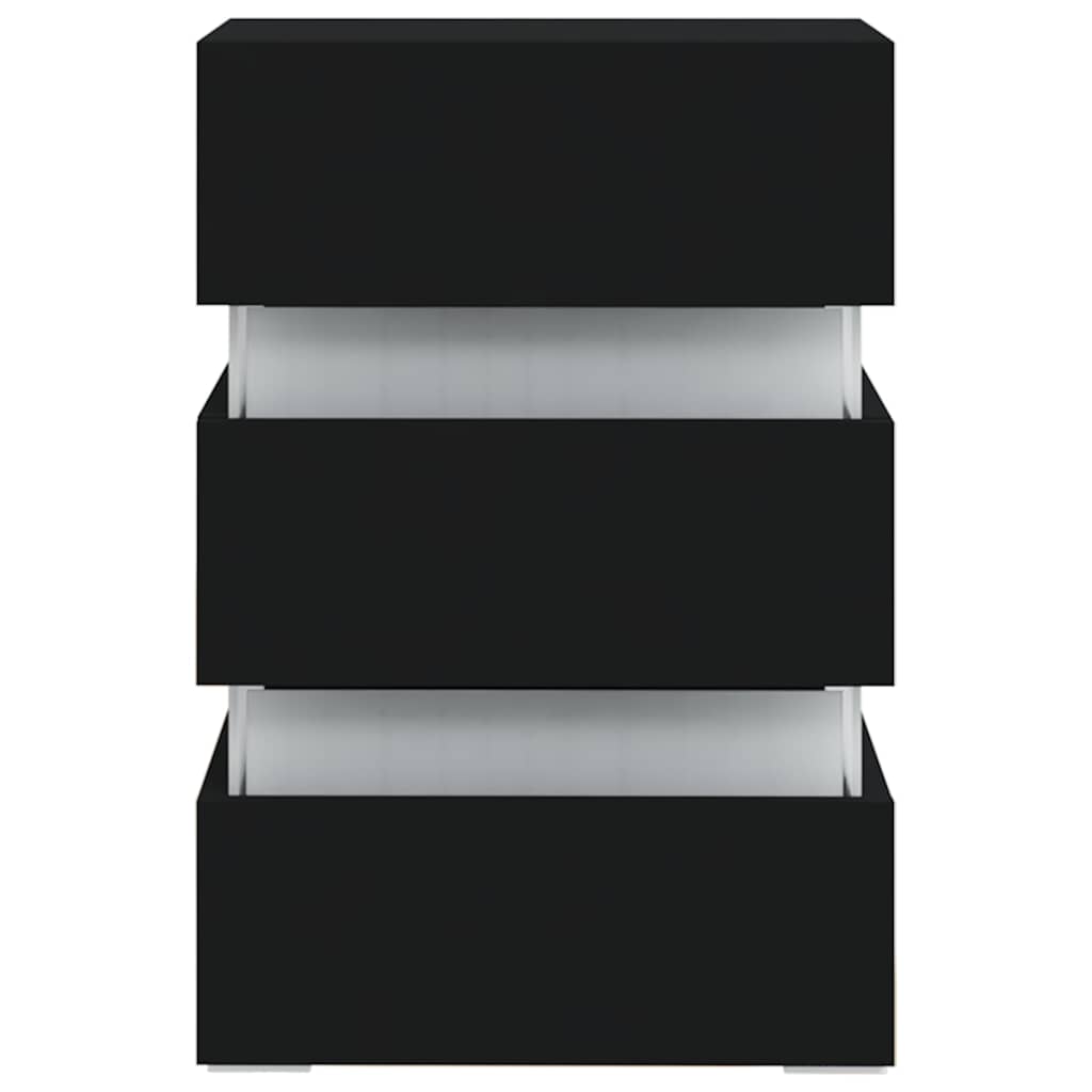LED noćni ormarić crni 45 x 35 x 67 od konstruiranog drva
