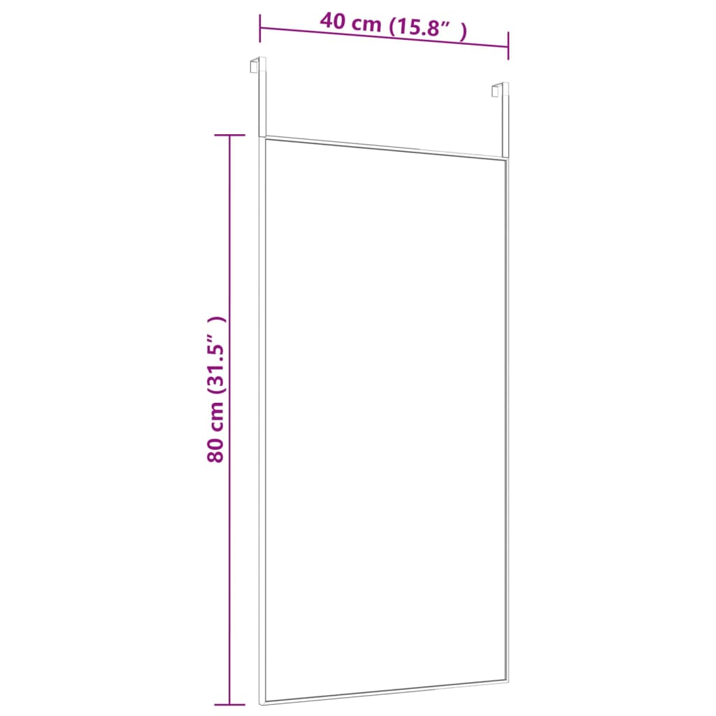 Ogledalo za vrata crno 40 x 80 cm od stakla i aluminija