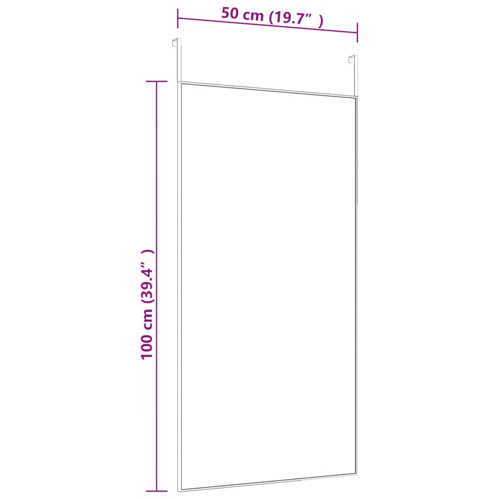 Ogledalo za vrata crno 50 x 100 cm od stakla i aluminija
