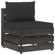 Modularna srednja sofa s jastucima od sivo impregniranog drva Crna