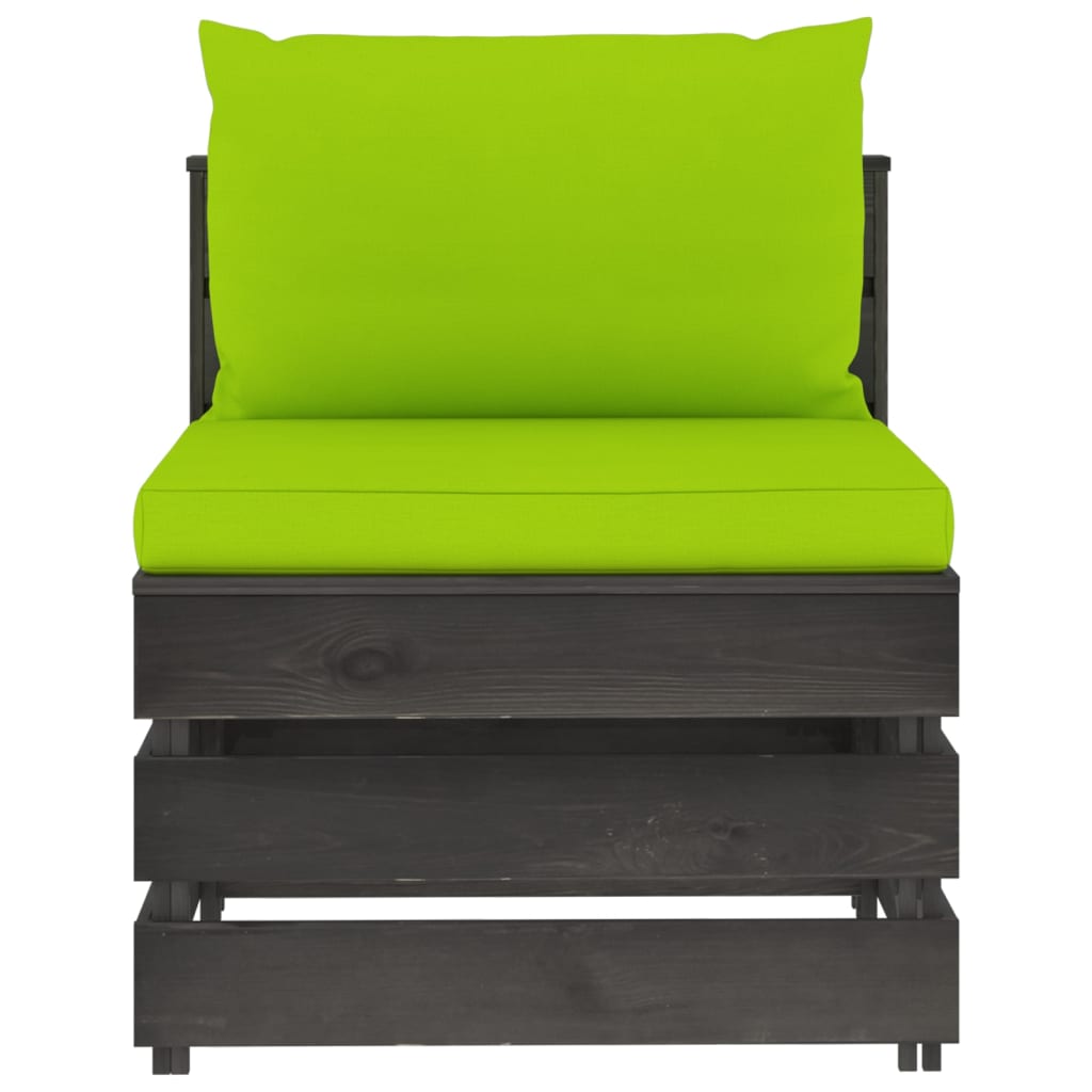 Modularna srednja sofa s jastucima od sivo impregniranog drva