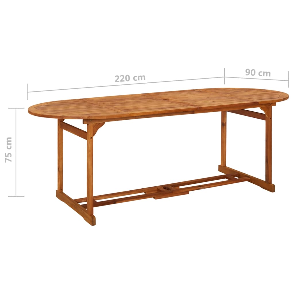 Vrtni blagovaonski stol 220 x 90 x 75 cm masivno bagremovo drvo
