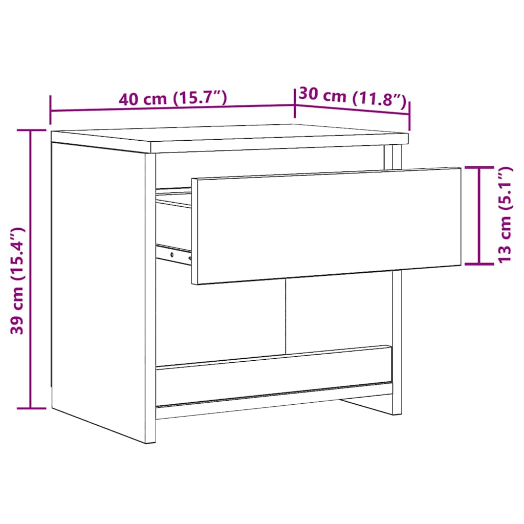 Noćni ormarić 2 kom sjajni bijeli 40x30x39 cm konstruirano drvo