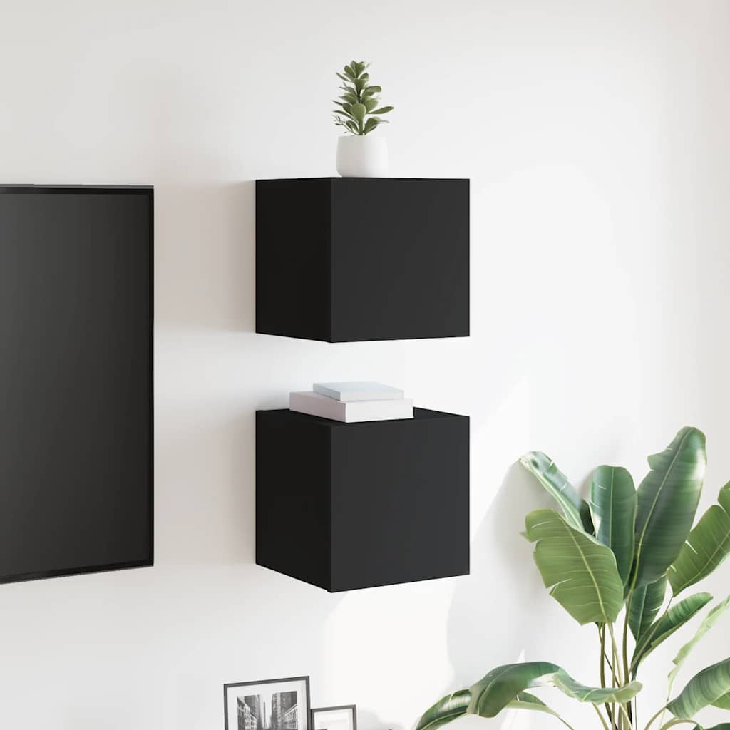 Zidni TV ormarići 2 kom crni 30,5 x 30 x 30 cm