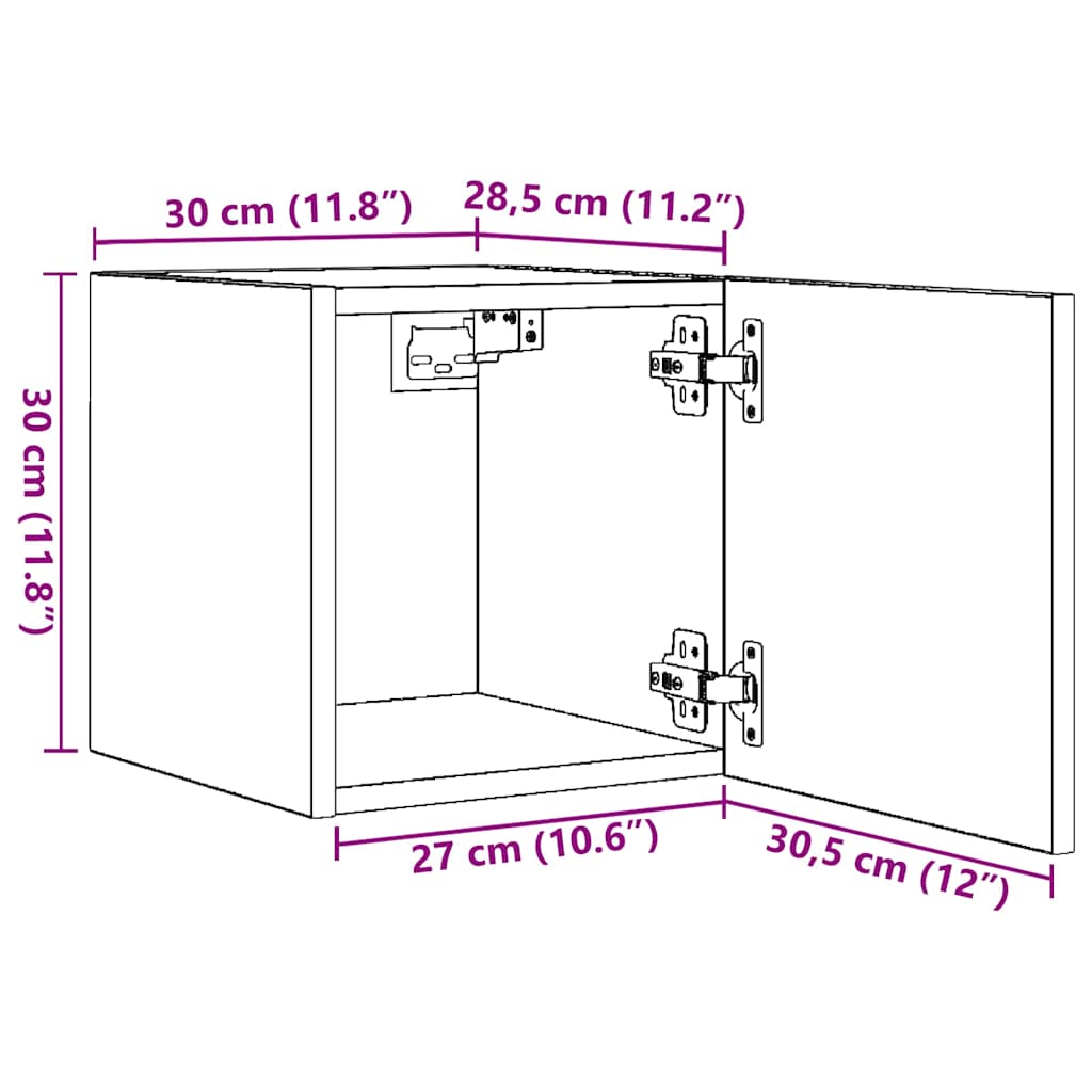 Zidni TV ormarići 4 kom siva boja betona 30,5 x 30 x 30 cm