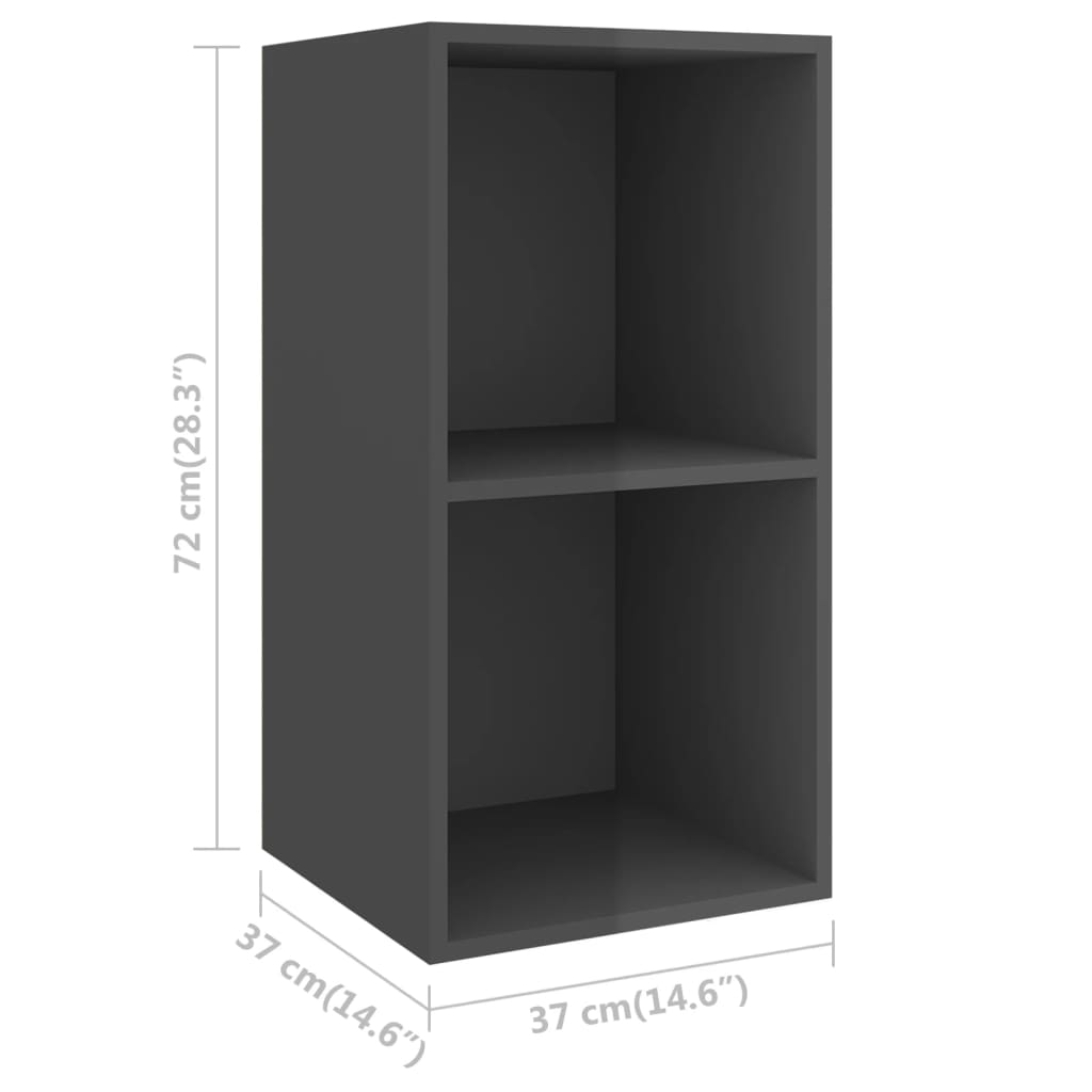 Zidni TV ormarić sjajni sivi 37 x 37 x 72 cm konstruirano drvo