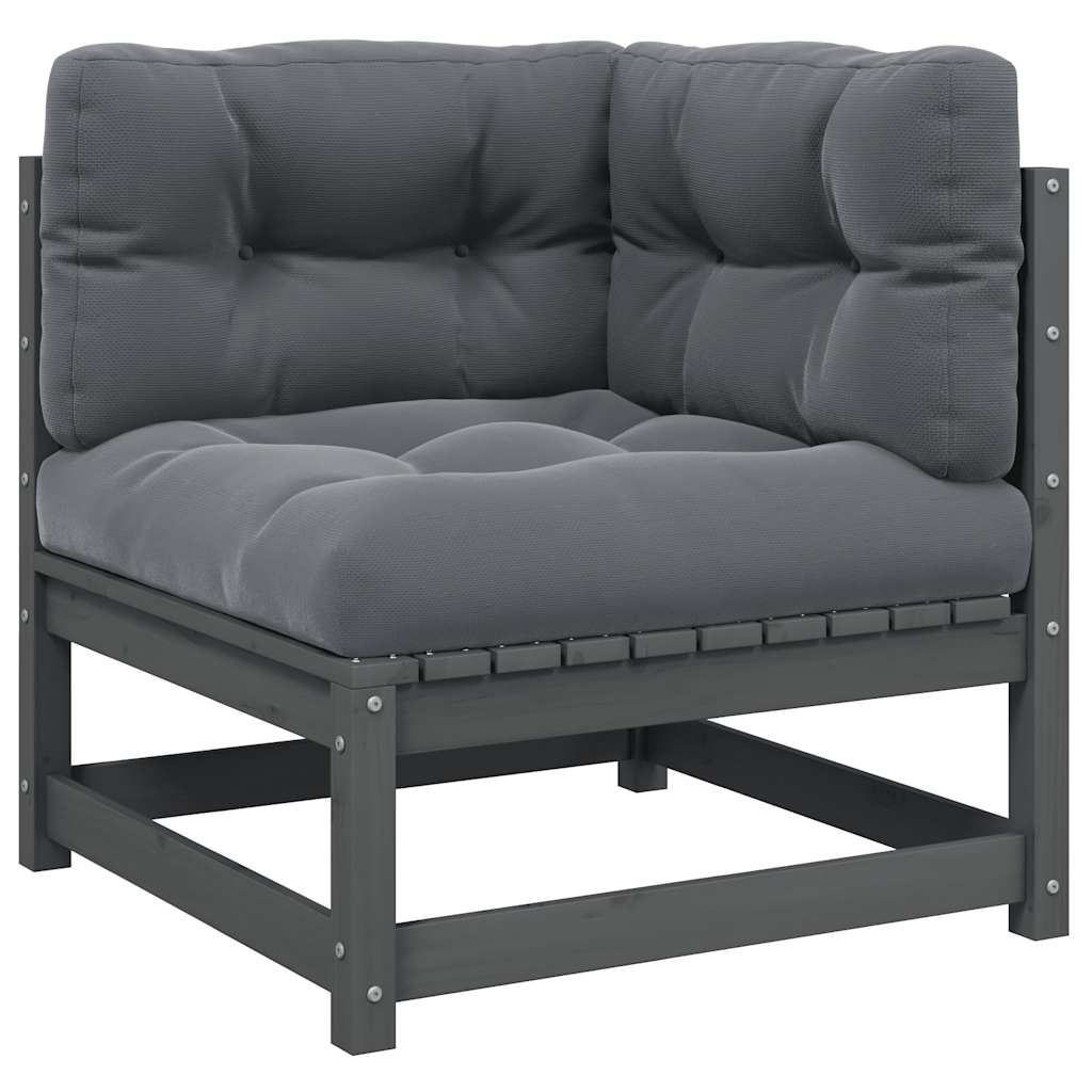 Kutna vrtna sofa s antracit jastucima od masivne borovine