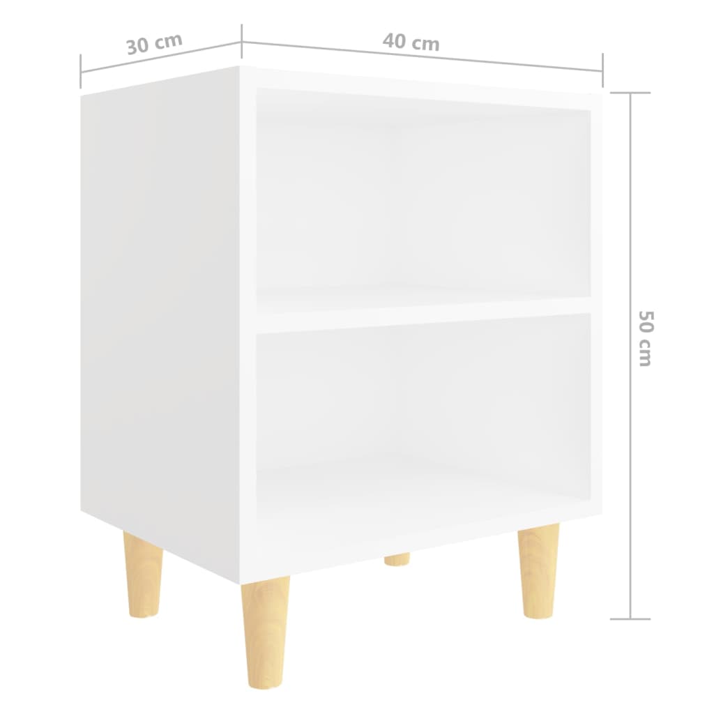 Noćni ormarići s drvenim nogama 2 kom bijeli 40 x 30 x 50 cm