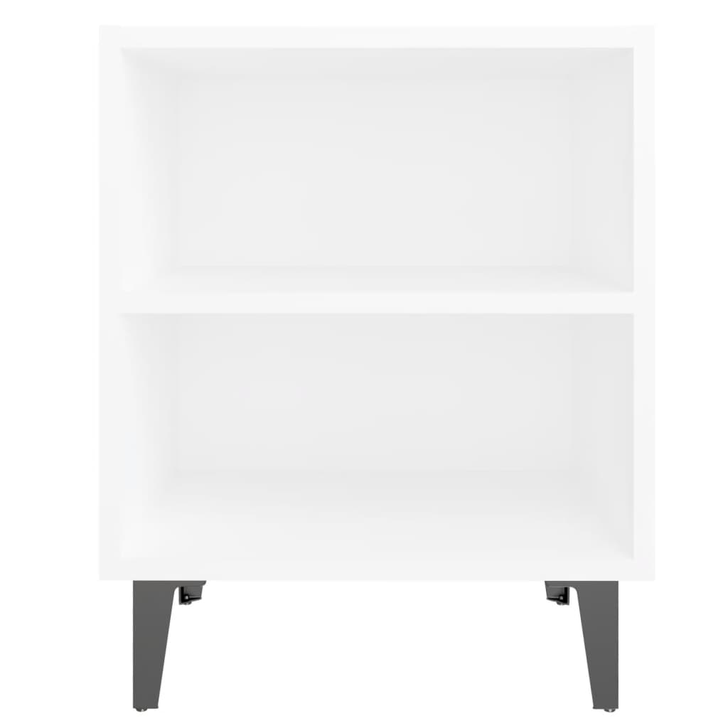 Noćni ormarić s metalnim nogama bijeli 40 x 30 x 50 cm