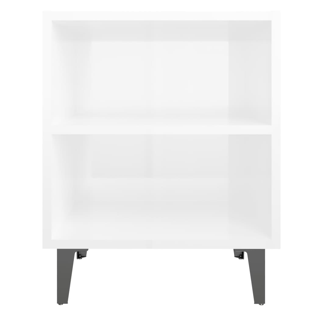 Noćni ormarić s metalnim nogama sjajni bijeli 40 x 30 x 50 cm