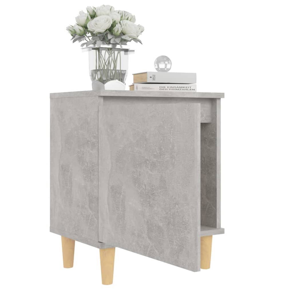 Noćni ormarić s drvenim nogama siva boja betona 40 x 30 x 50 cm
