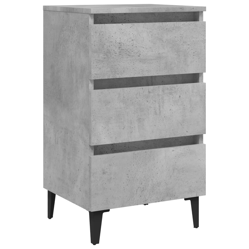 Noćni ormarić s metalnim nogama boja betona 40 x 35 x 69 cm