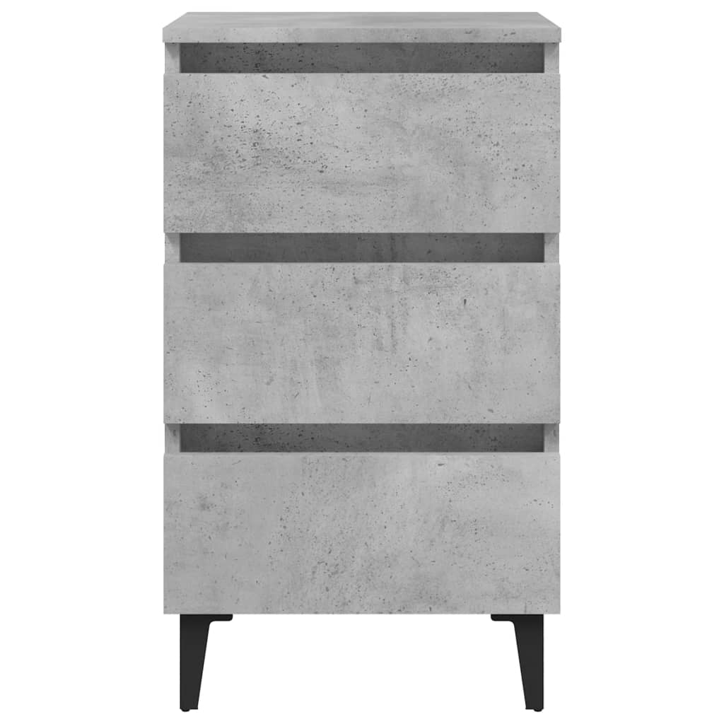 Noćni ormarić s metalnim nogama boja betona 40 x 35 x 69 cm