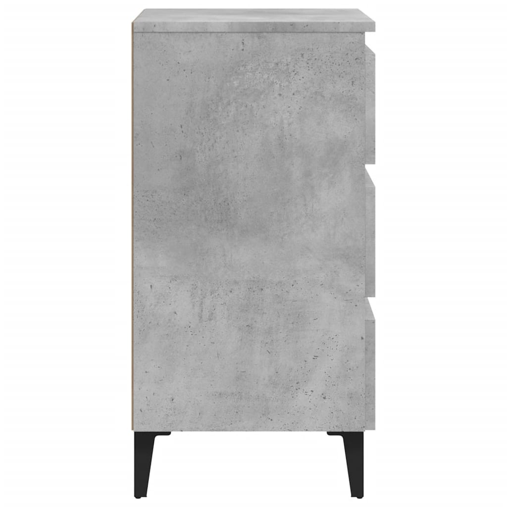 Noćni ormarić s metalnim nogama boja betona 40 x 35 x 69 cm