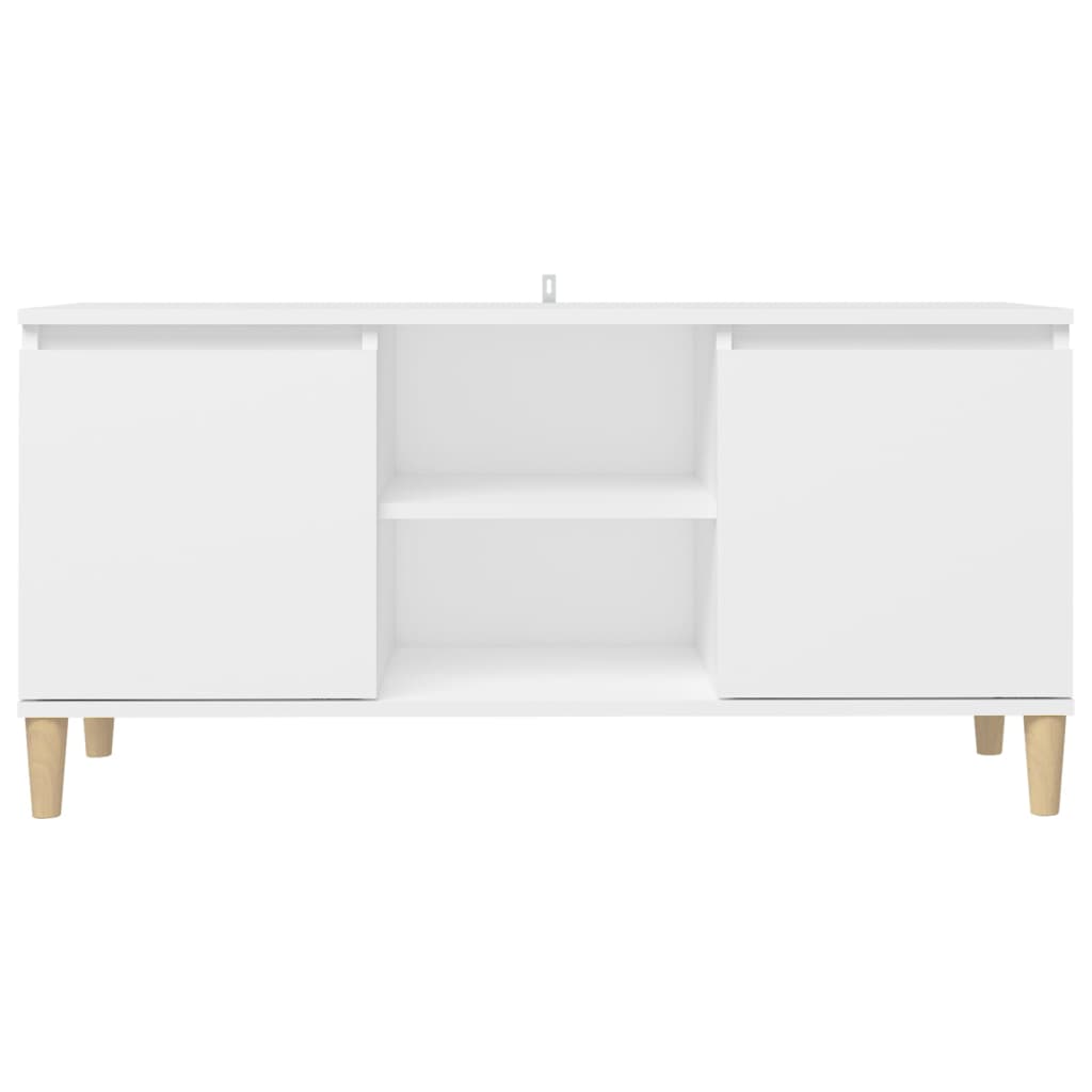TV ormarić s nogama od masivnog drva bijeli 103,5 x 35 x 50 cm
