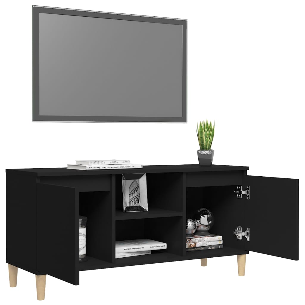 TV ormarić s nogama od masivnog drva crni 103,5 x 35 x 50 cm