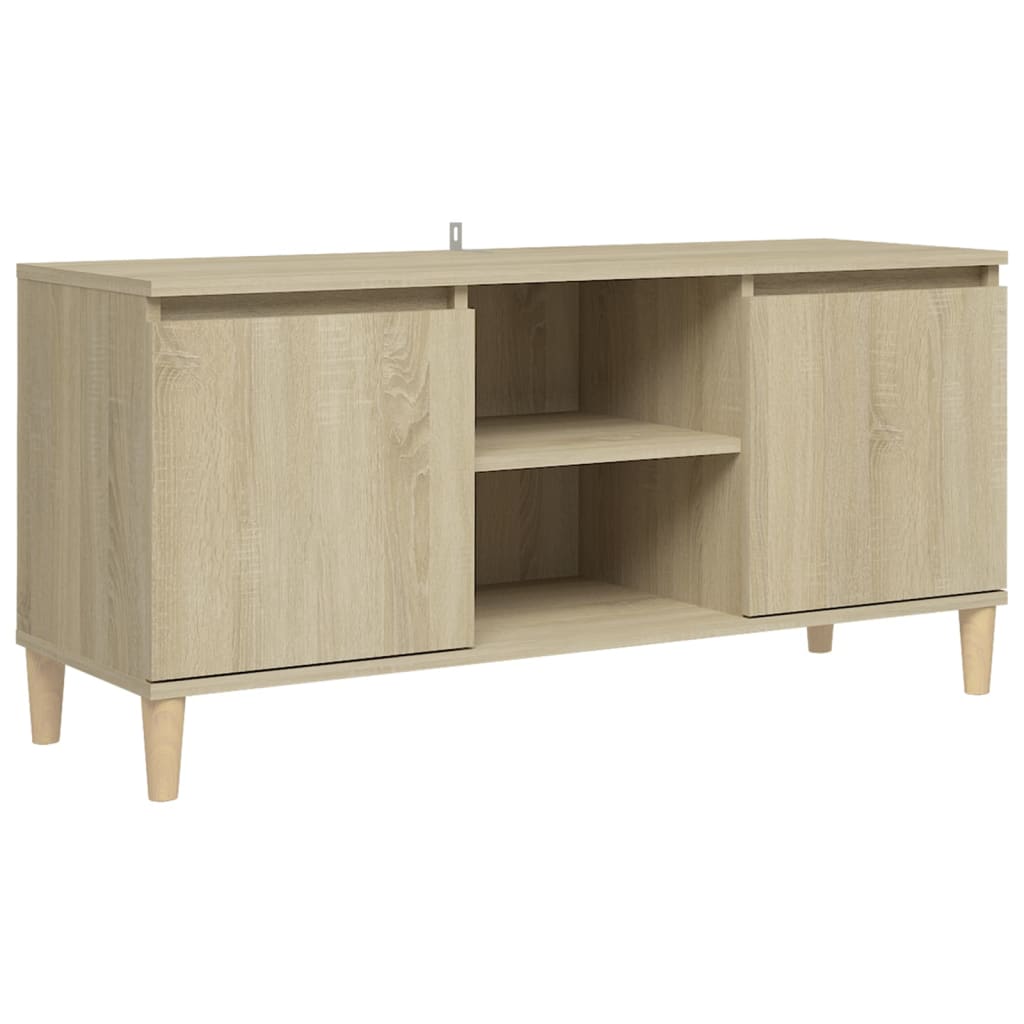 TV ormarić s nogama od masivnog drva boja hrasta 103,5x35x50 cm