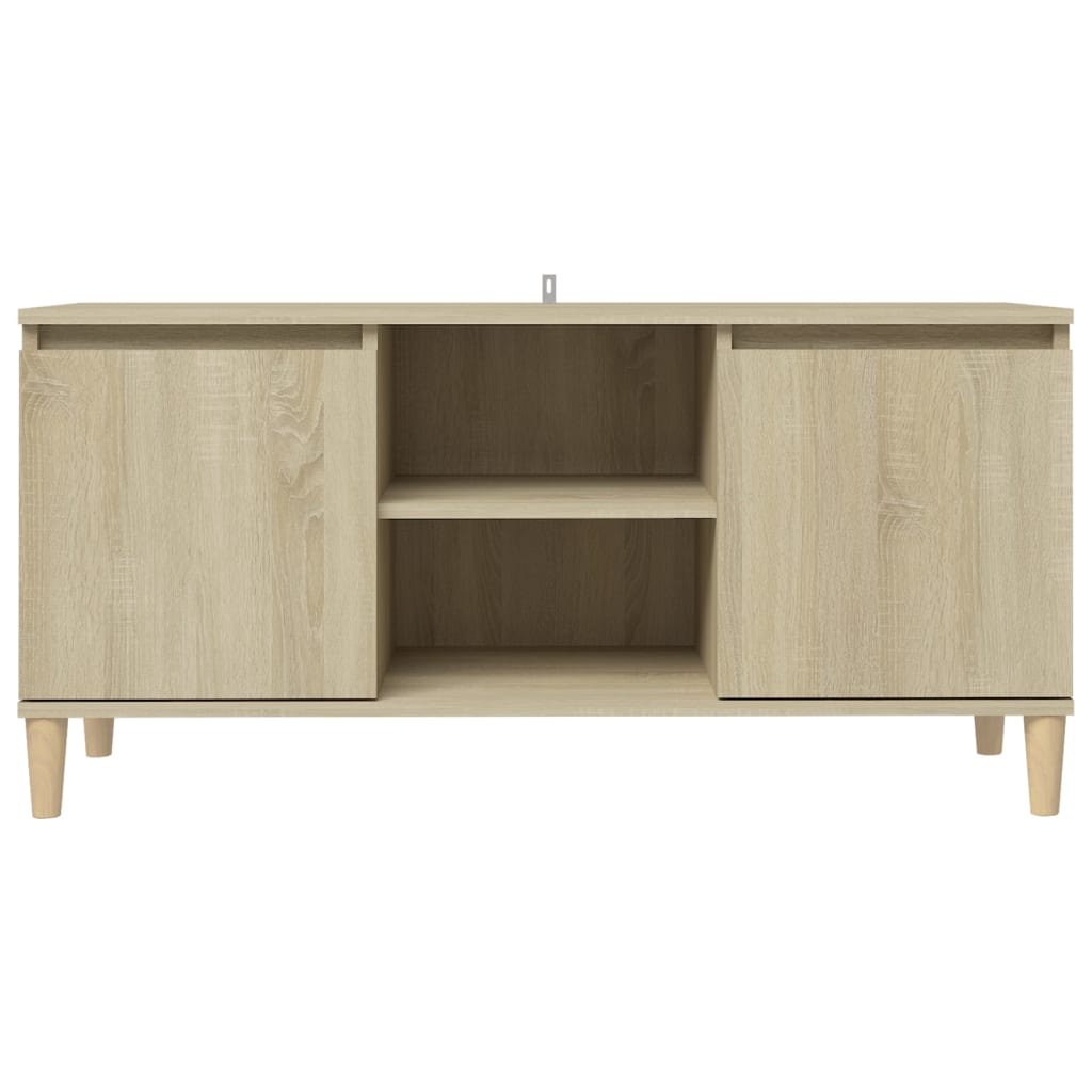 TV ormarić s nogama od masivnog drva boja hrasta 103,5x35x50 cm