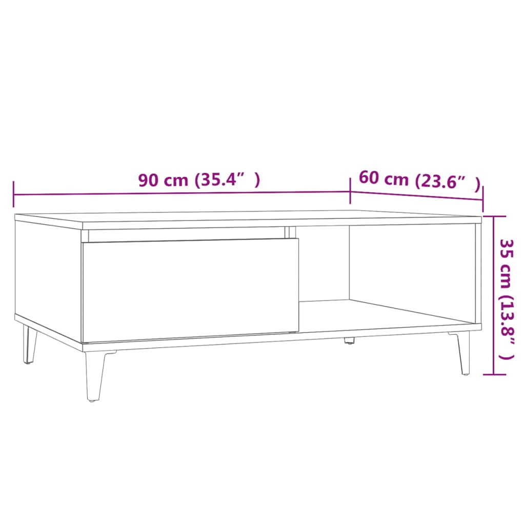 Stolić za kavu boja hrasta sonome 90x60x35 cm konstruirano drvo