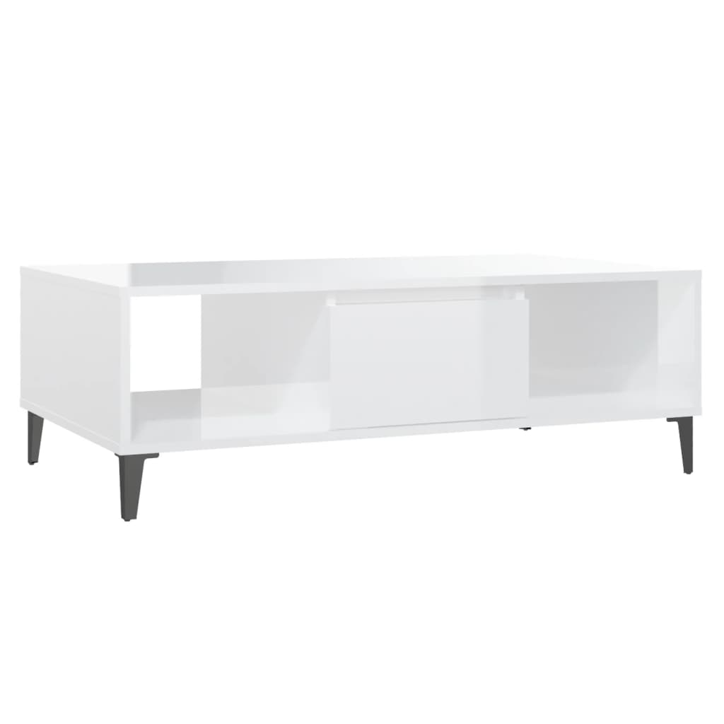 Stolić za kavu sjajni bijeli 103,5x60x35 cm konstruirano drvo