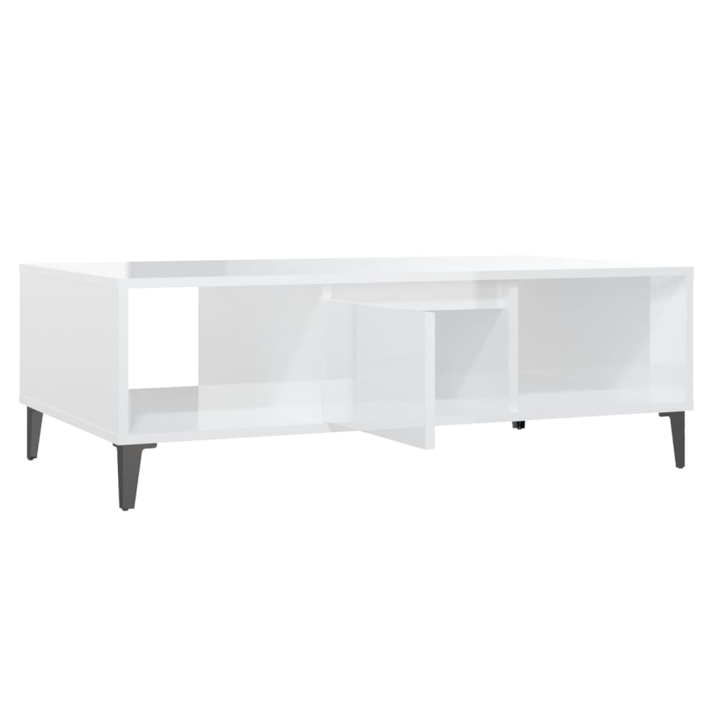 Stolić za kavu sjajni bijeli 103,5x60x35 cm konstruirano drvo