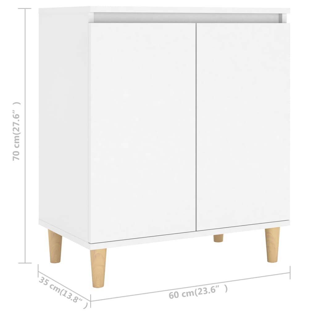 Komoda s drvenim nogama bijela 60x35x70 cm konstruirano drvo