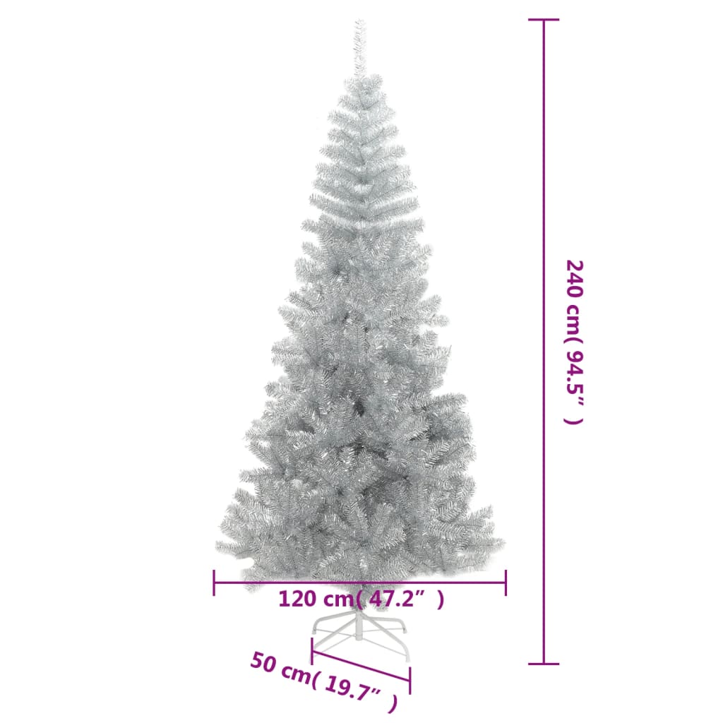 Umjetno božićno drvce sa stalkom srebrno 240 cm PET