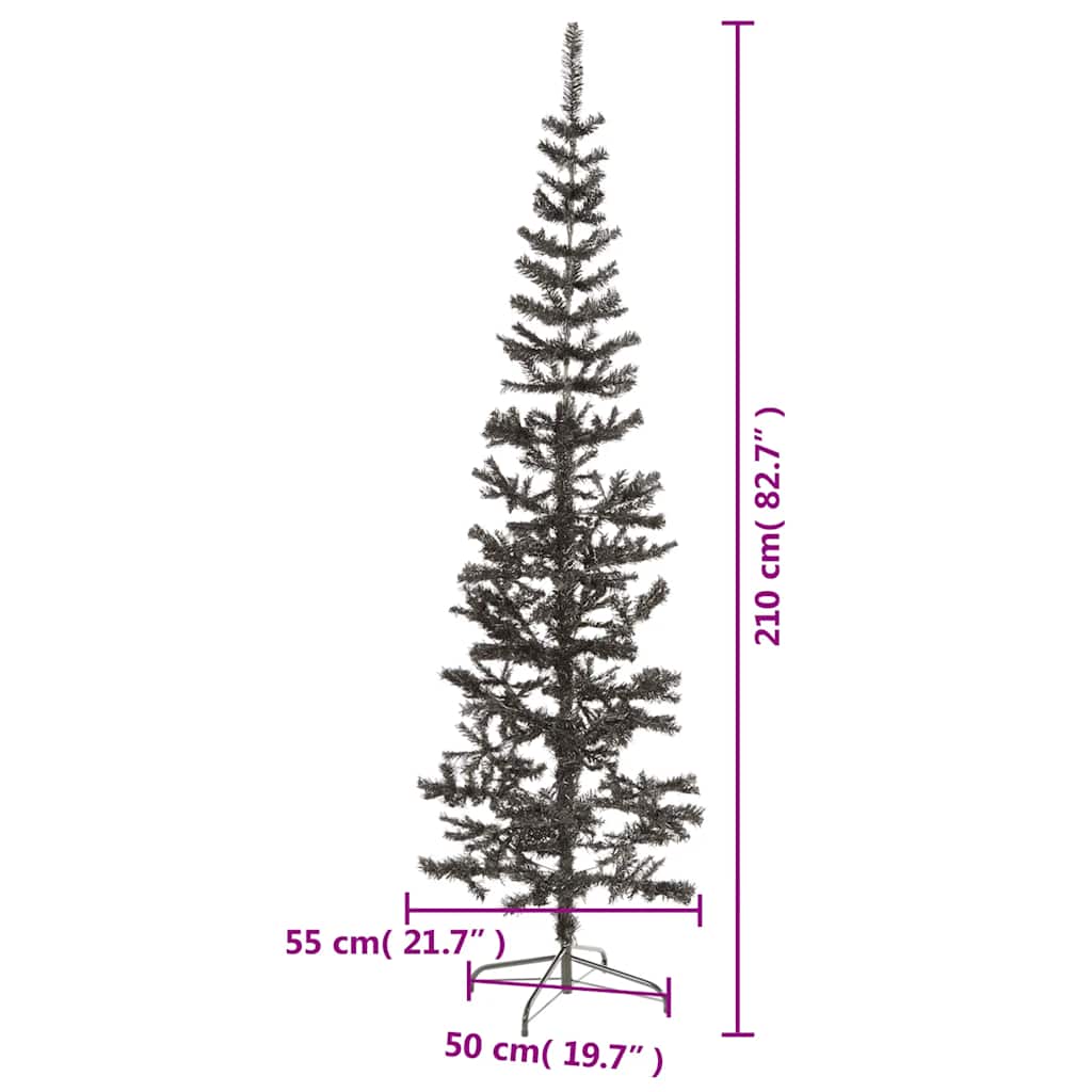 Usko božićno drvce crno 210 cm