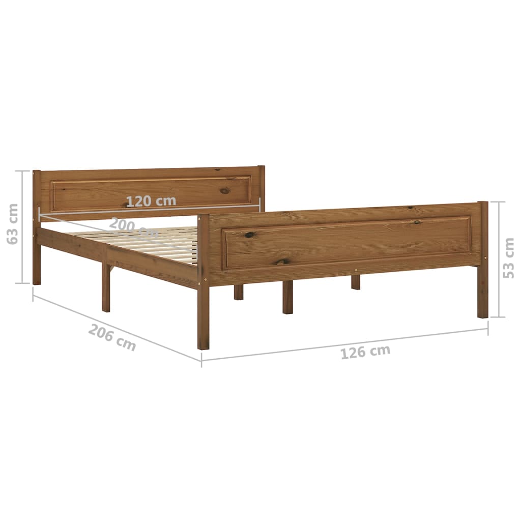 Okvir za krevet od masivne borovine smeđa boja meda 120x200 cm