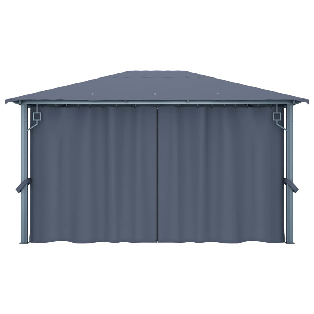 Sjenica sa zastorima i LED svjetlima 400 x 300 cm antracit