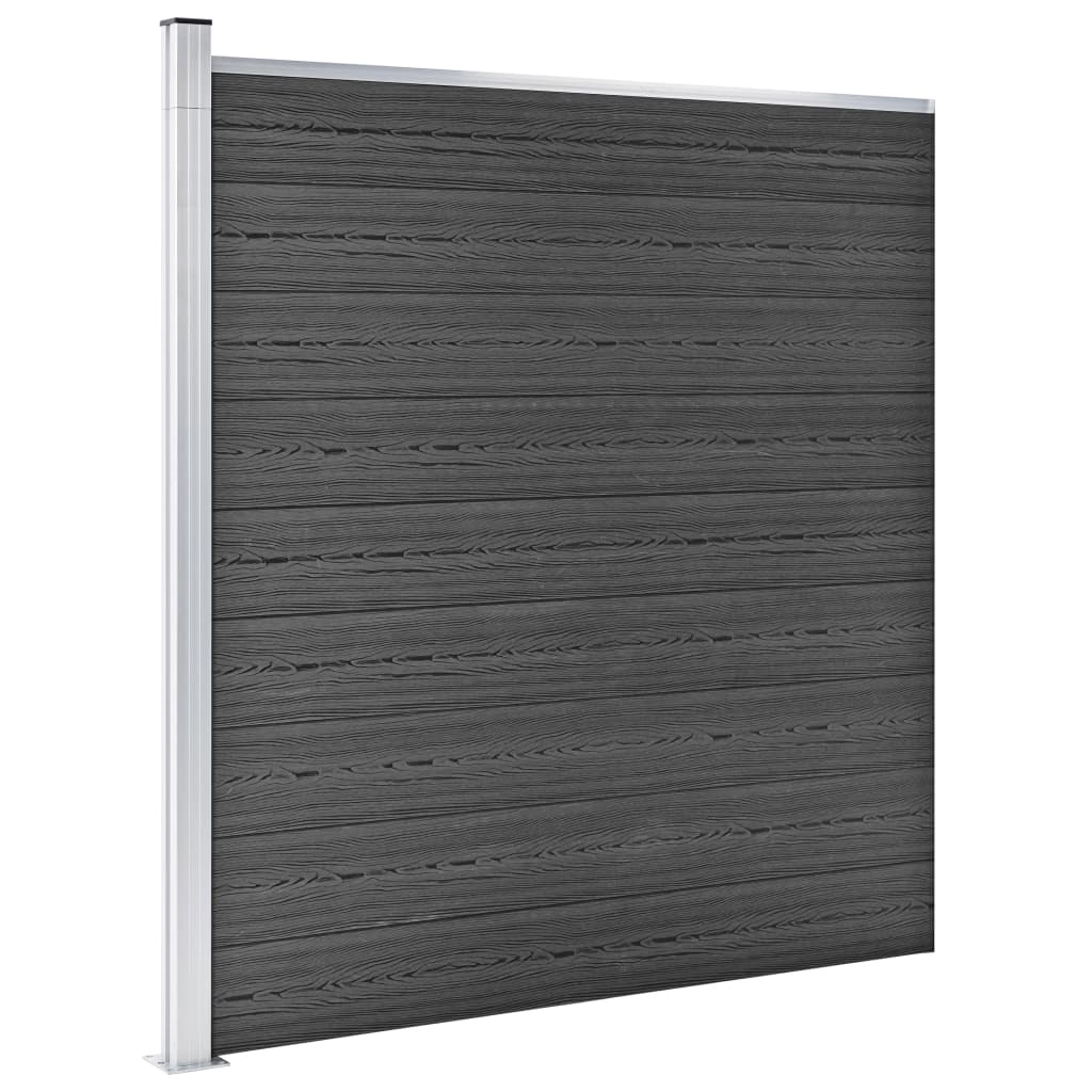 Set panela za ogradu WPC 353 x 186 cm crni
