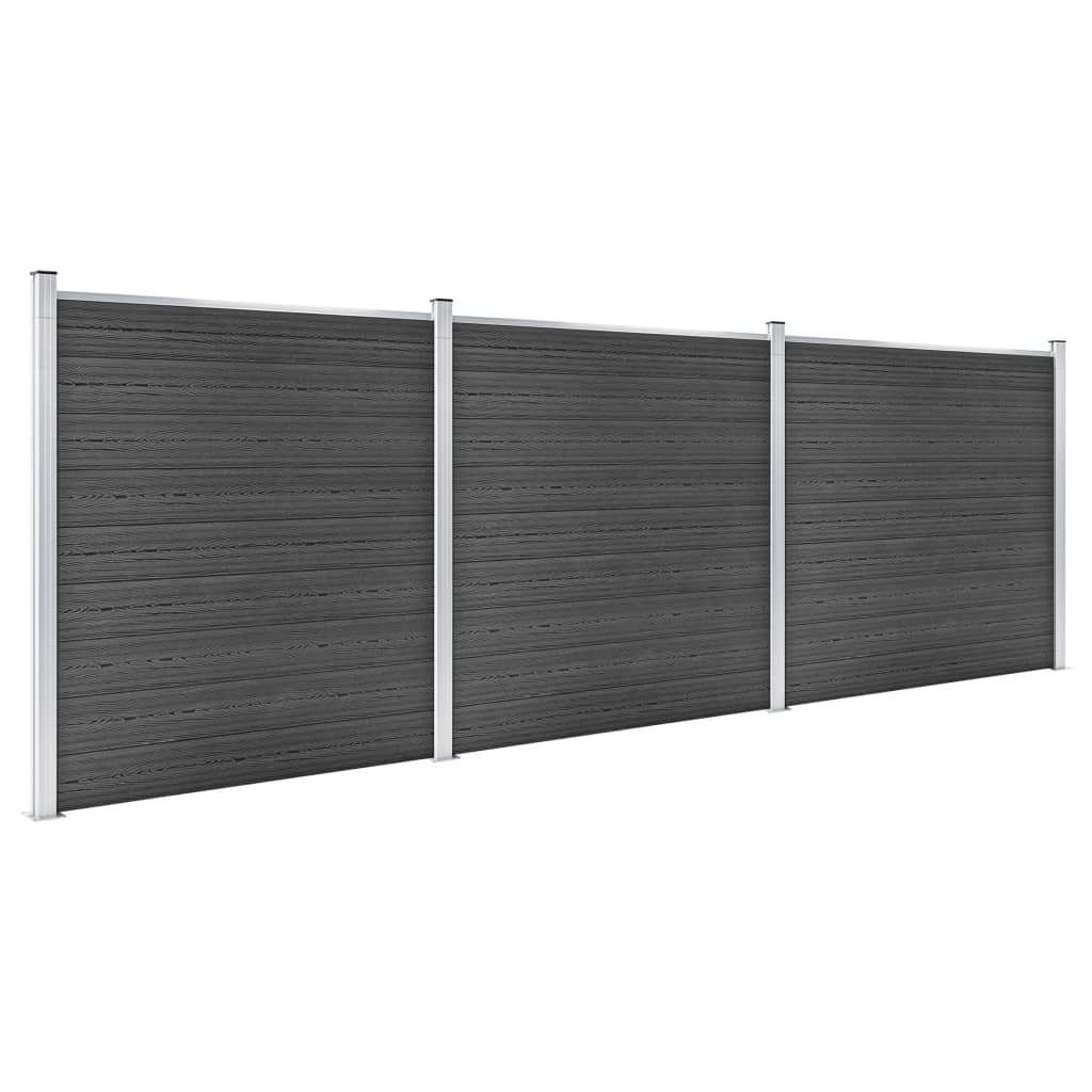Set panela za ogradu WPC 526 x 186 cm crni