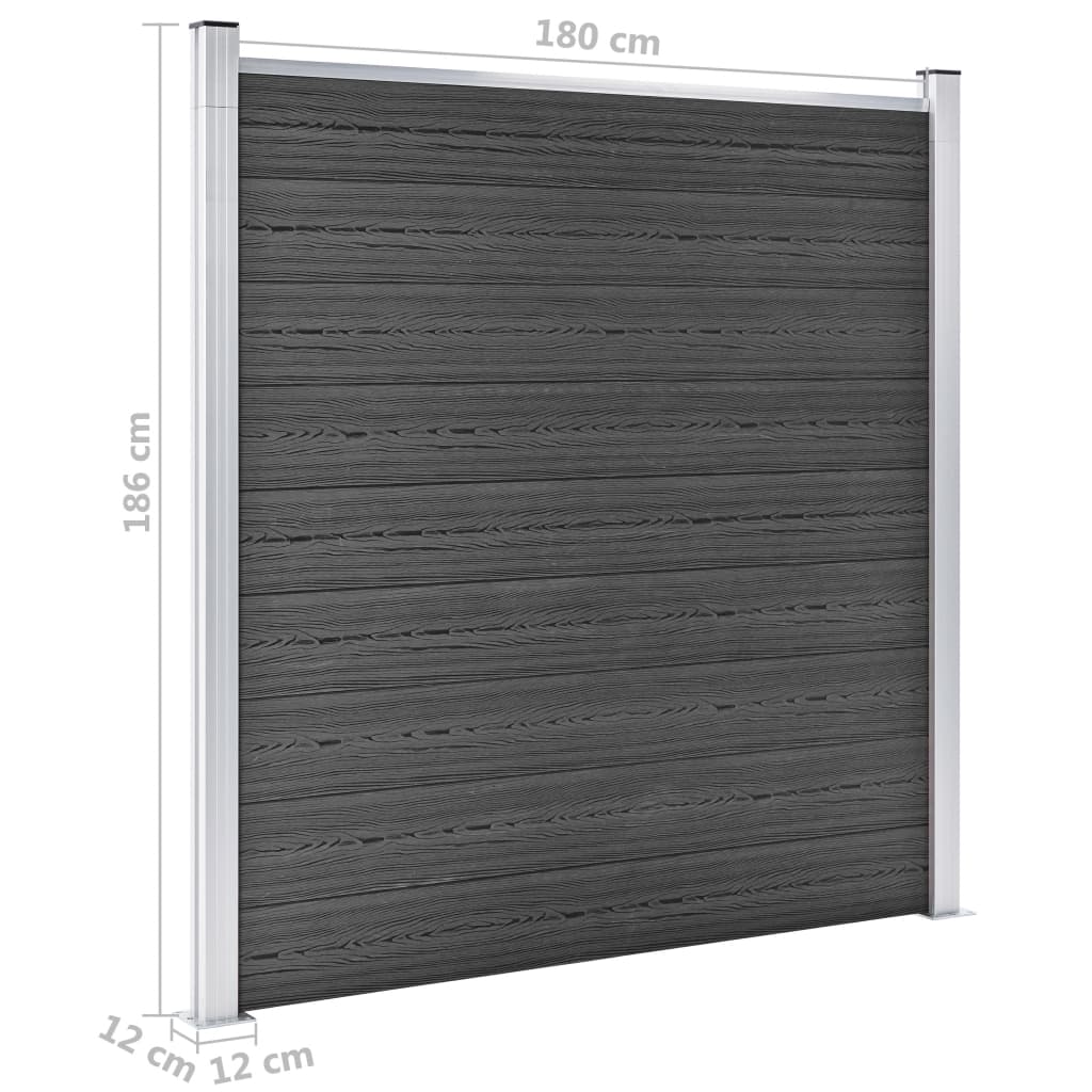 Set panela za ogradu WPC 526 x 186 cm crni