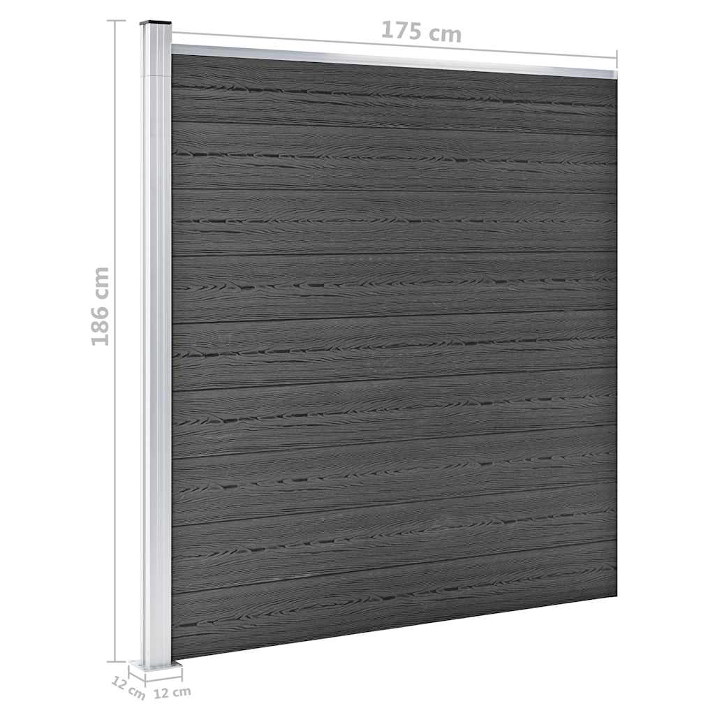 Set panela za ogradu WPC 699 x 186 cm crni