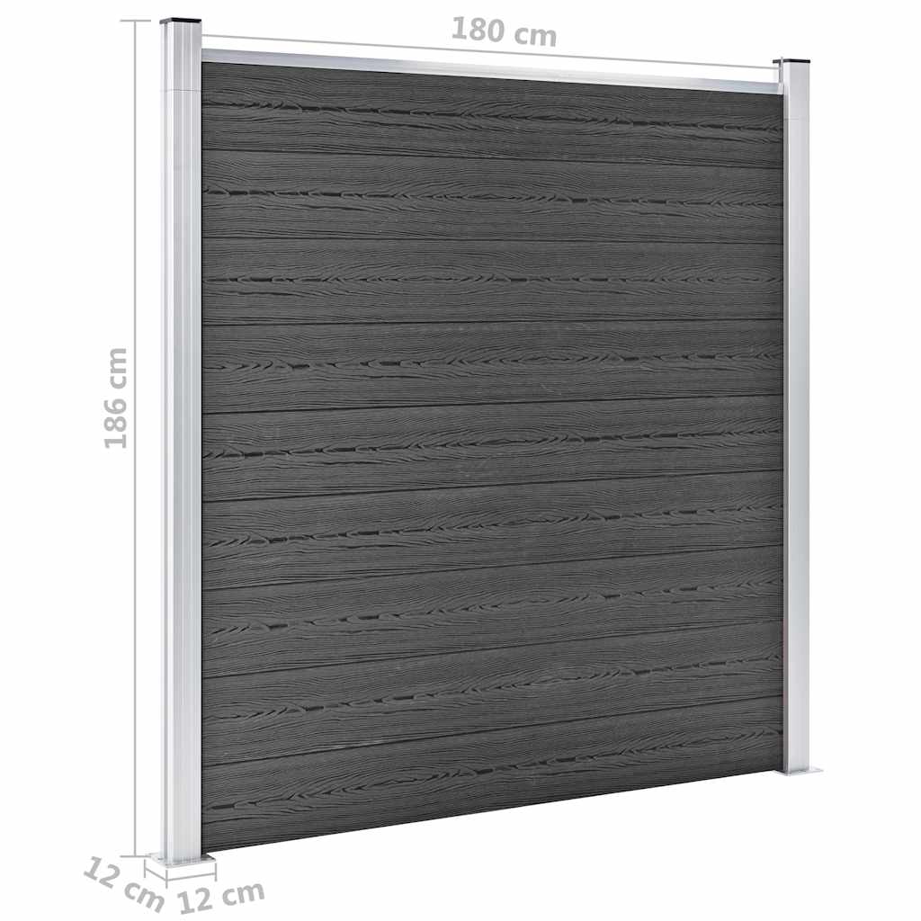 Set panela za ogradu WPC 872 x 186 cm crni