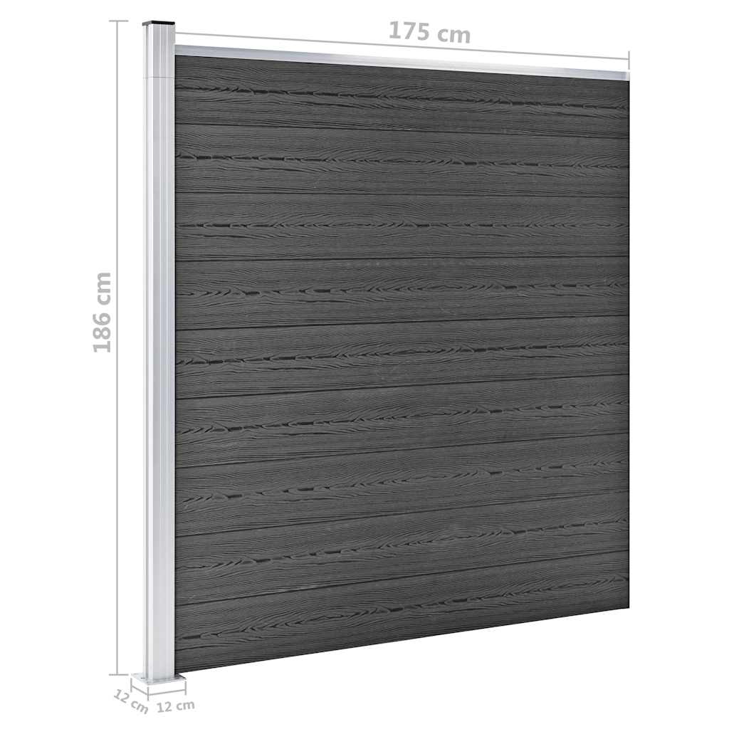 Set panela za ogradu WPC 1045 x 186 cm crni