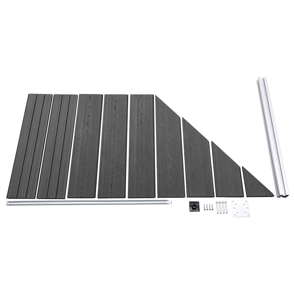 Set panela za ogradu WPC 446 x (105 - 186) cm crni