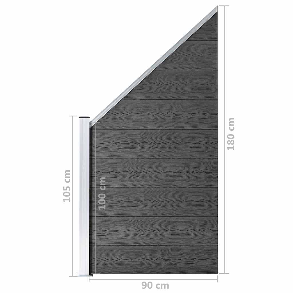 Set panela za ogradu WPC 792 x (105 - 186) cm crni