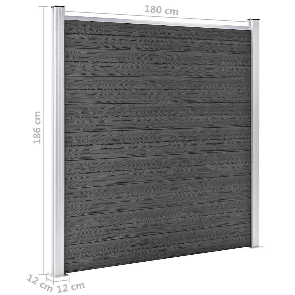 Set panela za ogradu WPC 1138 x (105 - 186) cm crni