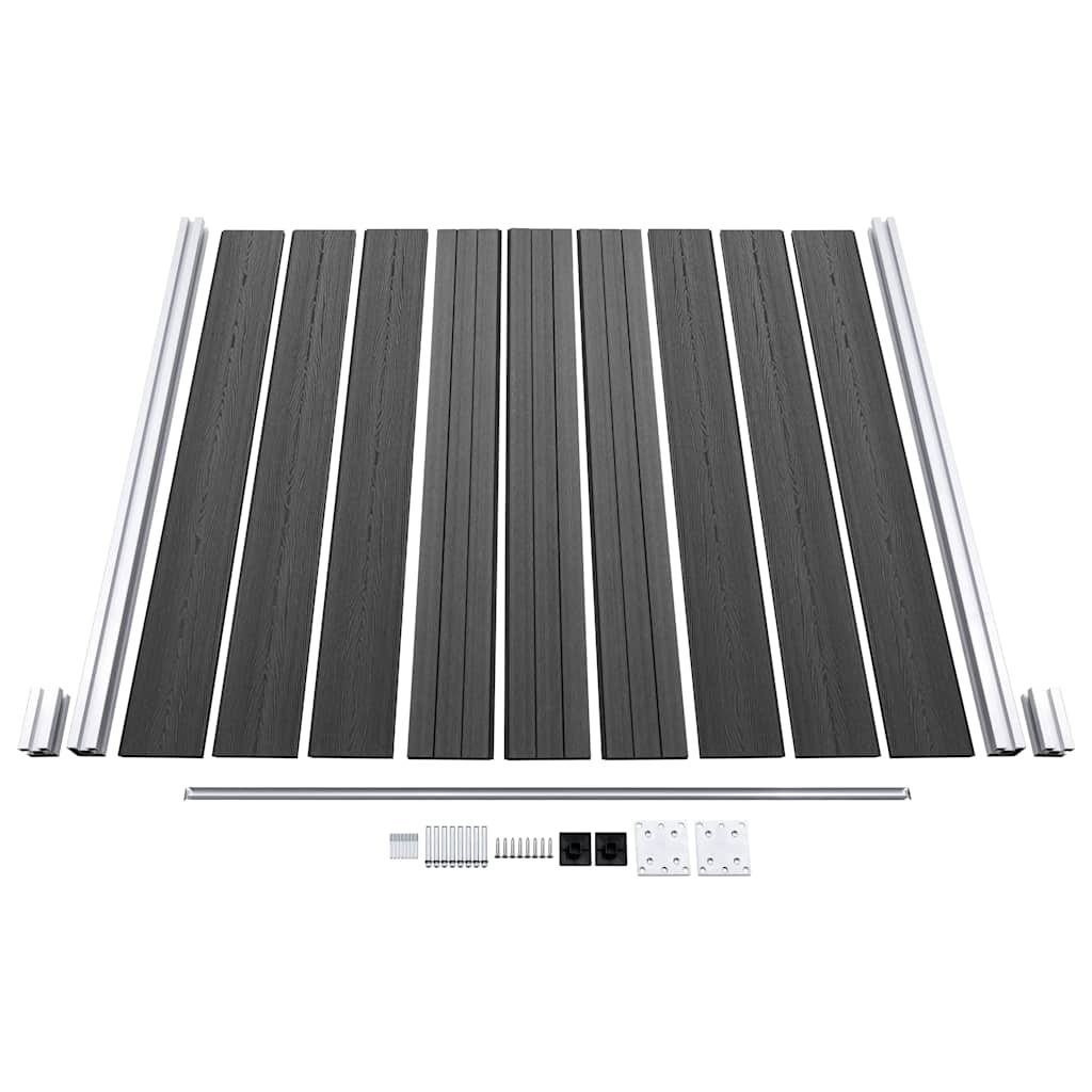 Set panela za ogradu WPC 1138 x (105 - 186) cm crni