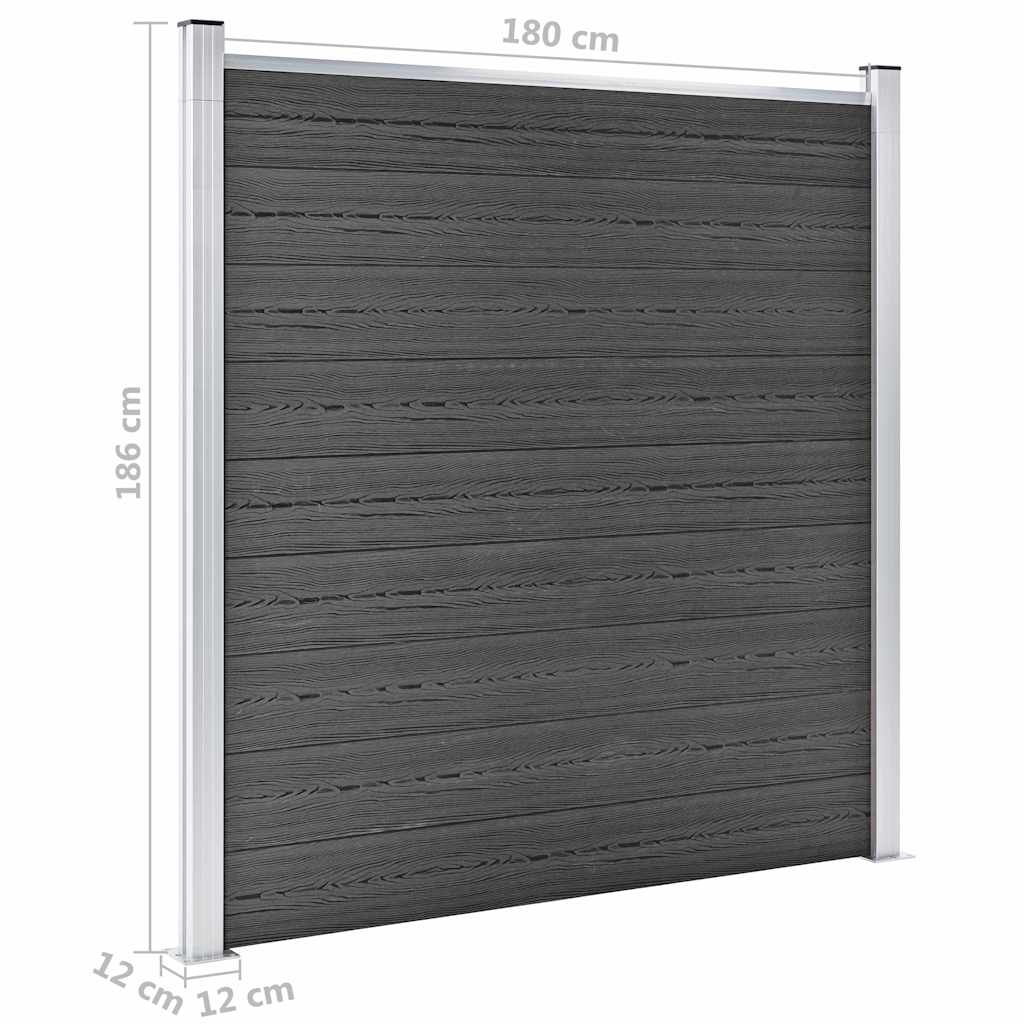 Set panela za ogradu WPC 1311 x (105 - 186) cm crni