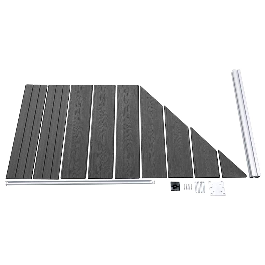 Set panela za ogradu WPC 1657 x (105 - 186) cm crni