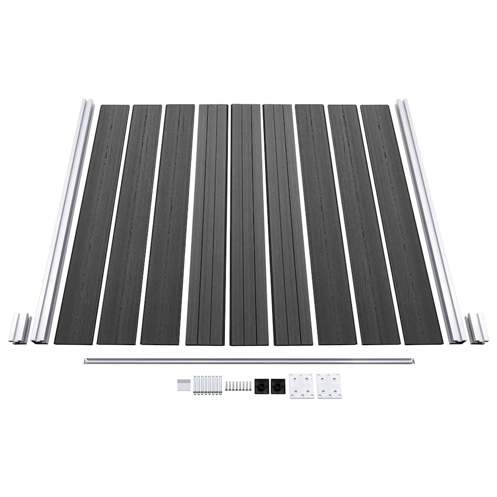 Set panela za ogradu WPC 1657 x (105 - 186) cm crni