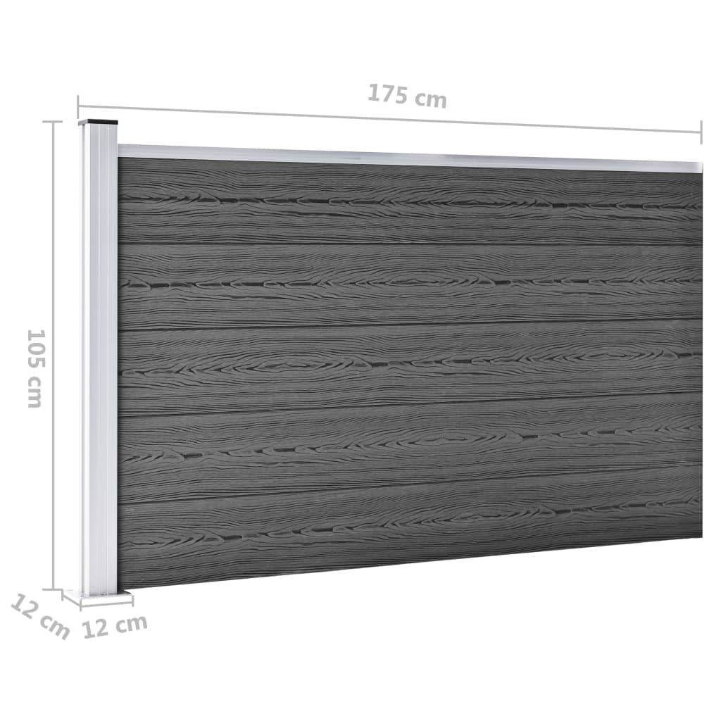 Set panela za ogradu WPC 353 x 105 cm crni