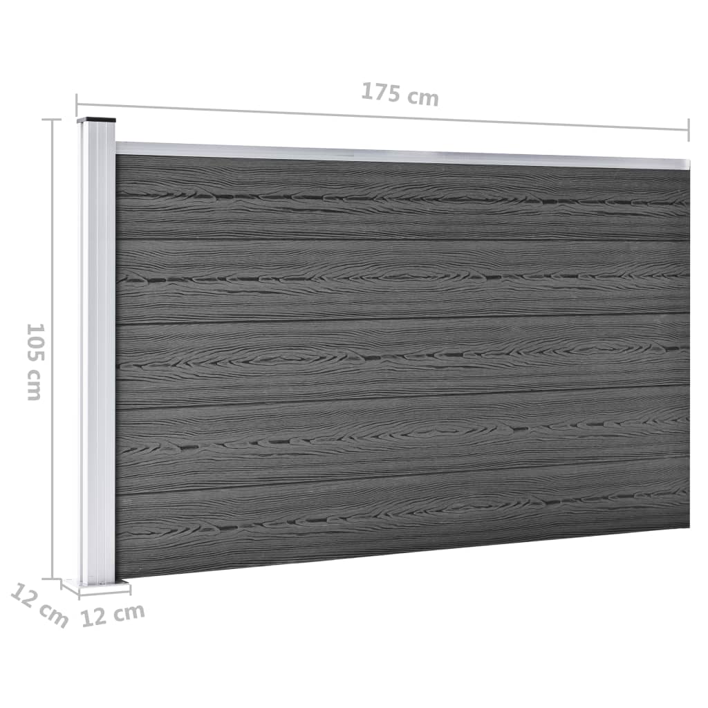 Set panela za ogradu WPC 699 x 105 cm crni