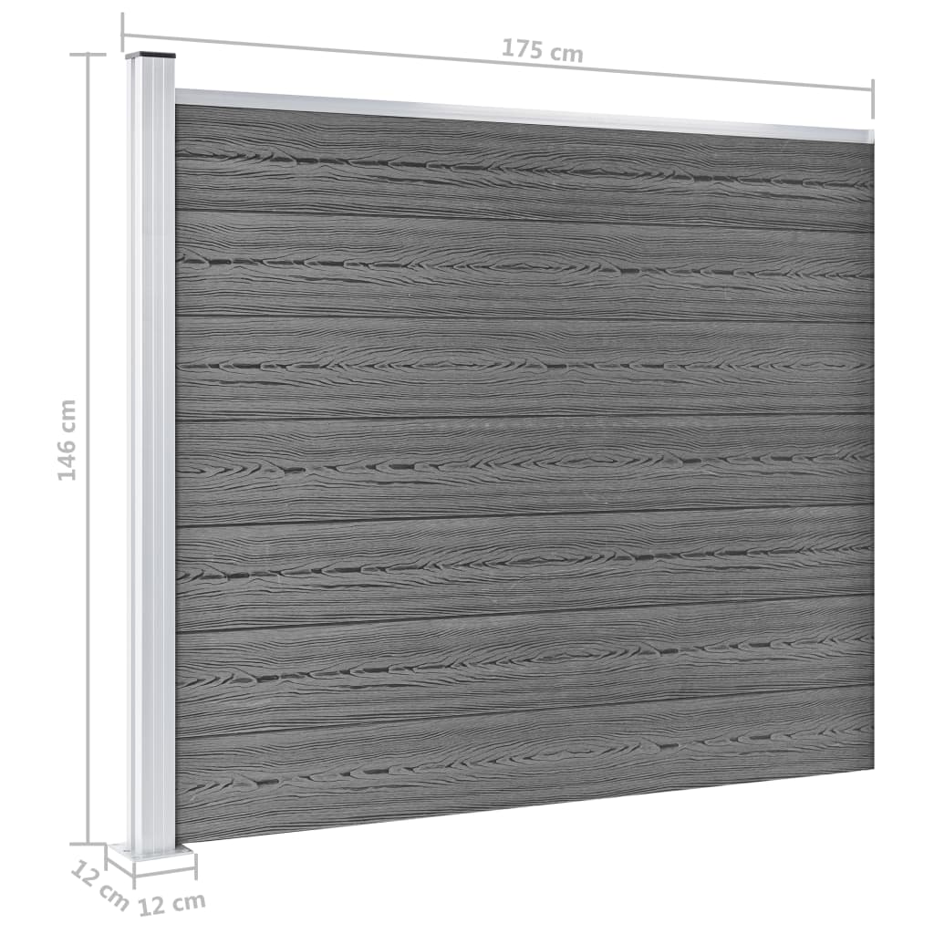 Set panela za ogradu WPC 353 x 146 cm sivi