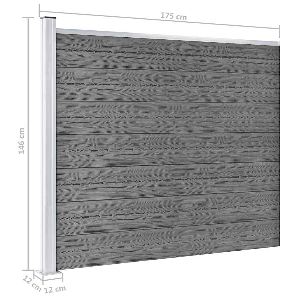 Set panela za ogradu WPC 526 x 146 cm sivi