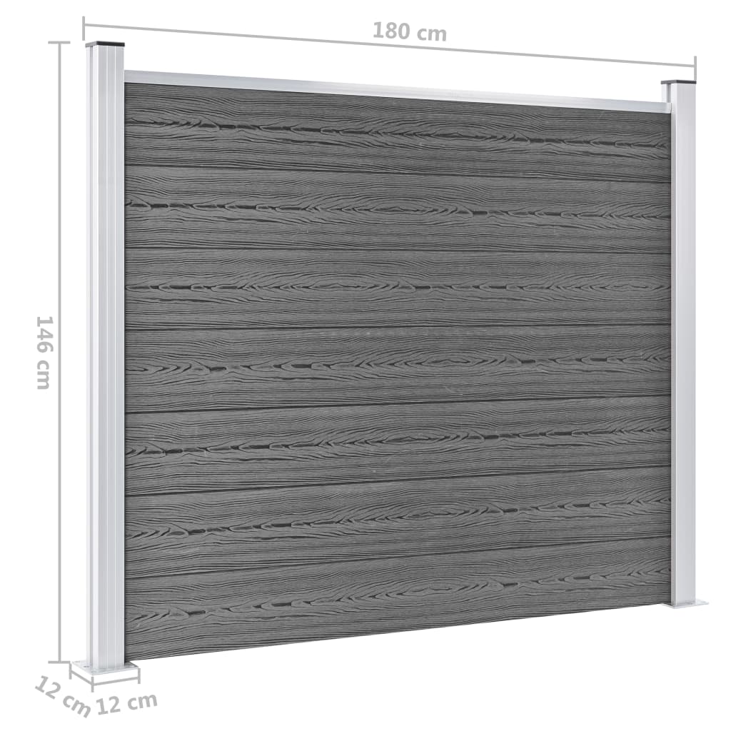 Set panela za ogradu WPC 699 x 146 cm sivi