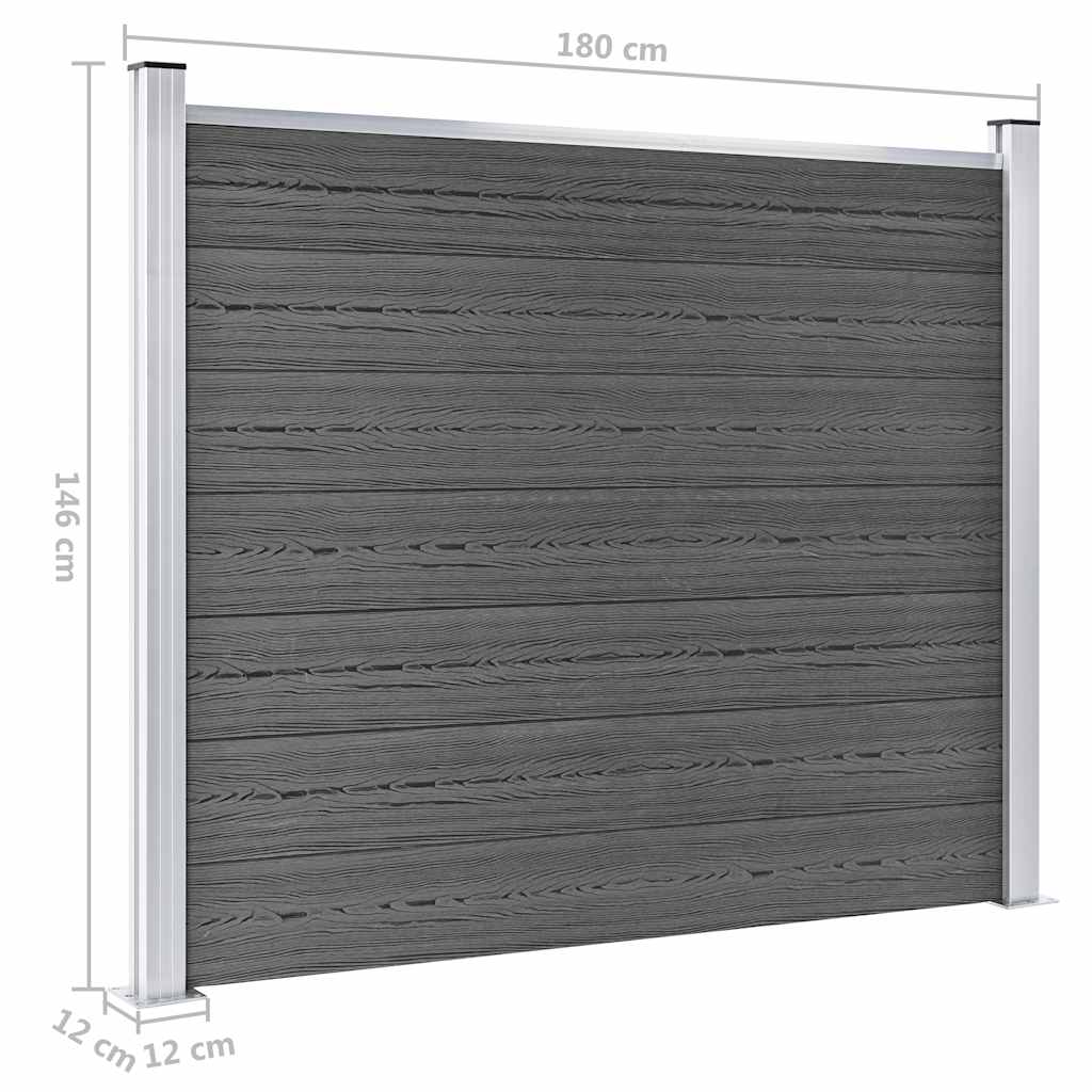 Set panela za ogradu WPC 699 x 146 cm crni